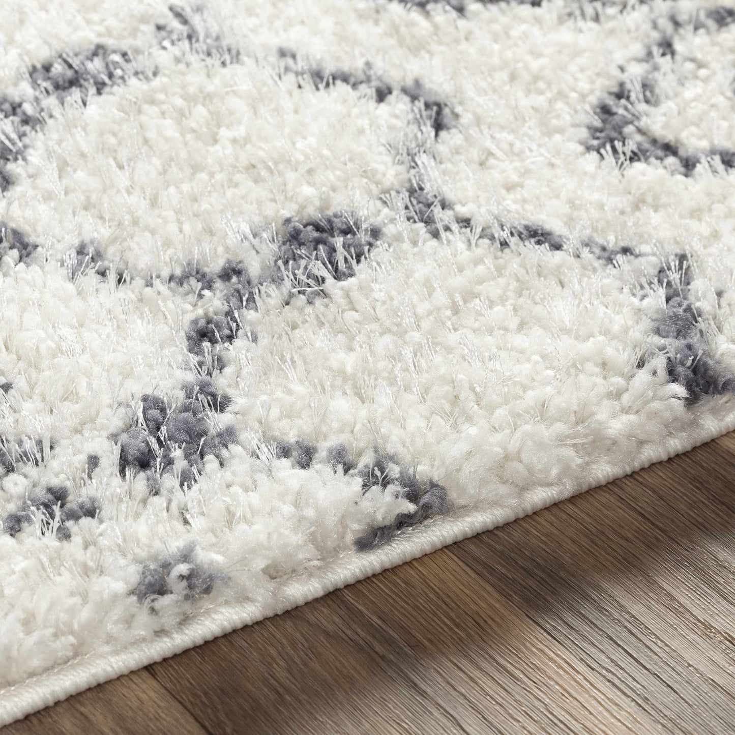 Navassa White/Gray Trellis Plush Rug - * 2’ x 2’11’’ Rectangle - Boutique Rugs