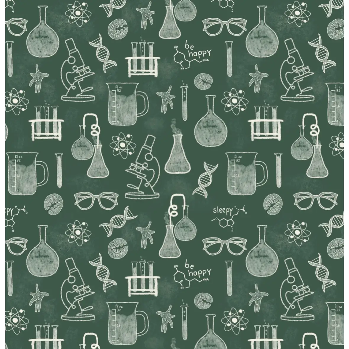 Nye Wallpaper - Science Chemistry for Kids - by Kristie Vargo - Sample 1 foot by 1 foot / Green - Loomwell Home Goods