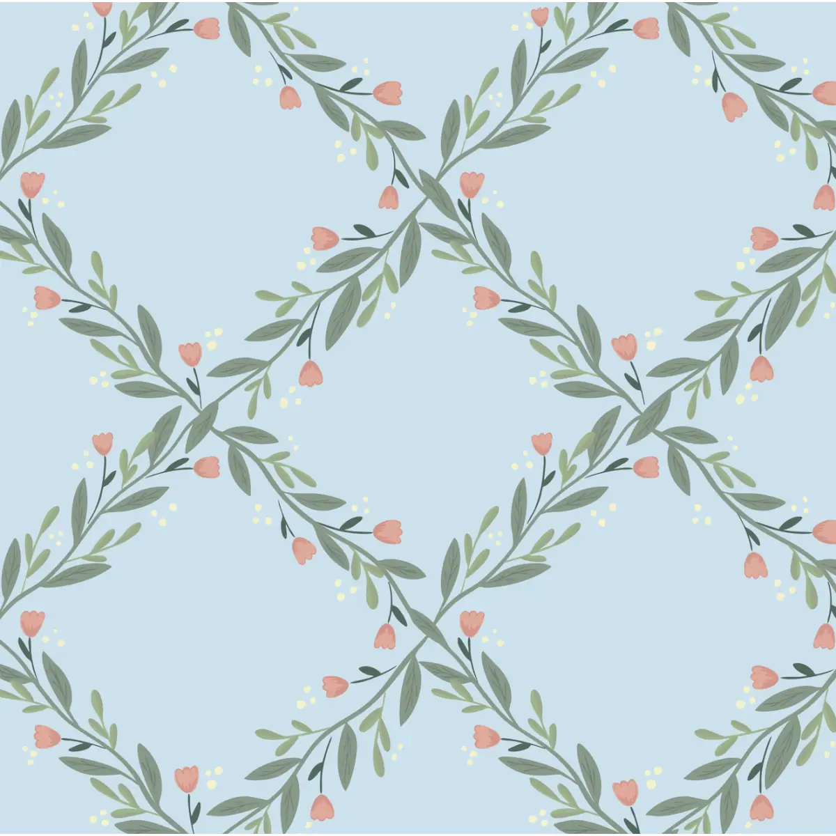 Nyla Wallpaper - Garden Trellis - by Jackie Jean Design - Sample 1 foot by 1 foot / Blue / Large Scale - Loomwell Home