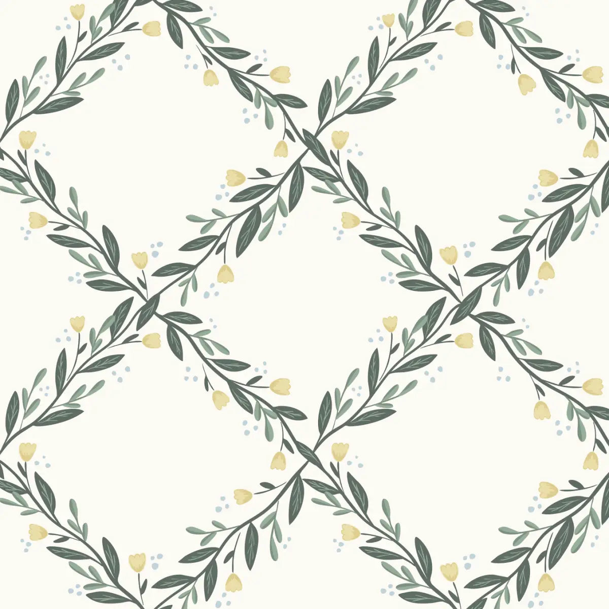 Nyla Wallpaper - Garden Trellis - by Jackie Jean Design - Sample 1 foot by 1 foot / Cream / Large Scale - Loomwell Home