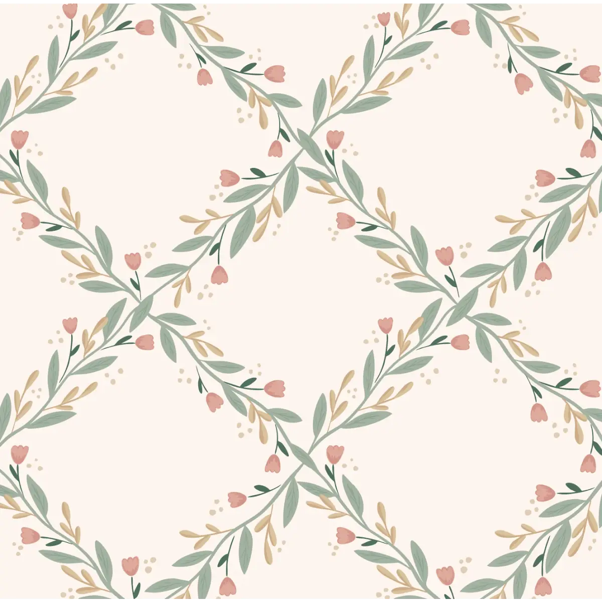 Nyla Wallpaper - Garden Trellis - by Jackie Jean Design - Sample 1 foot by 1 foot / Pale Pink / Large Scale - Loomwell