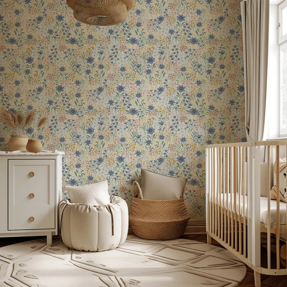 Oaklyn Wallpaper - Neutral Flowers - by Hufton Studio - Loomwell Home Goods