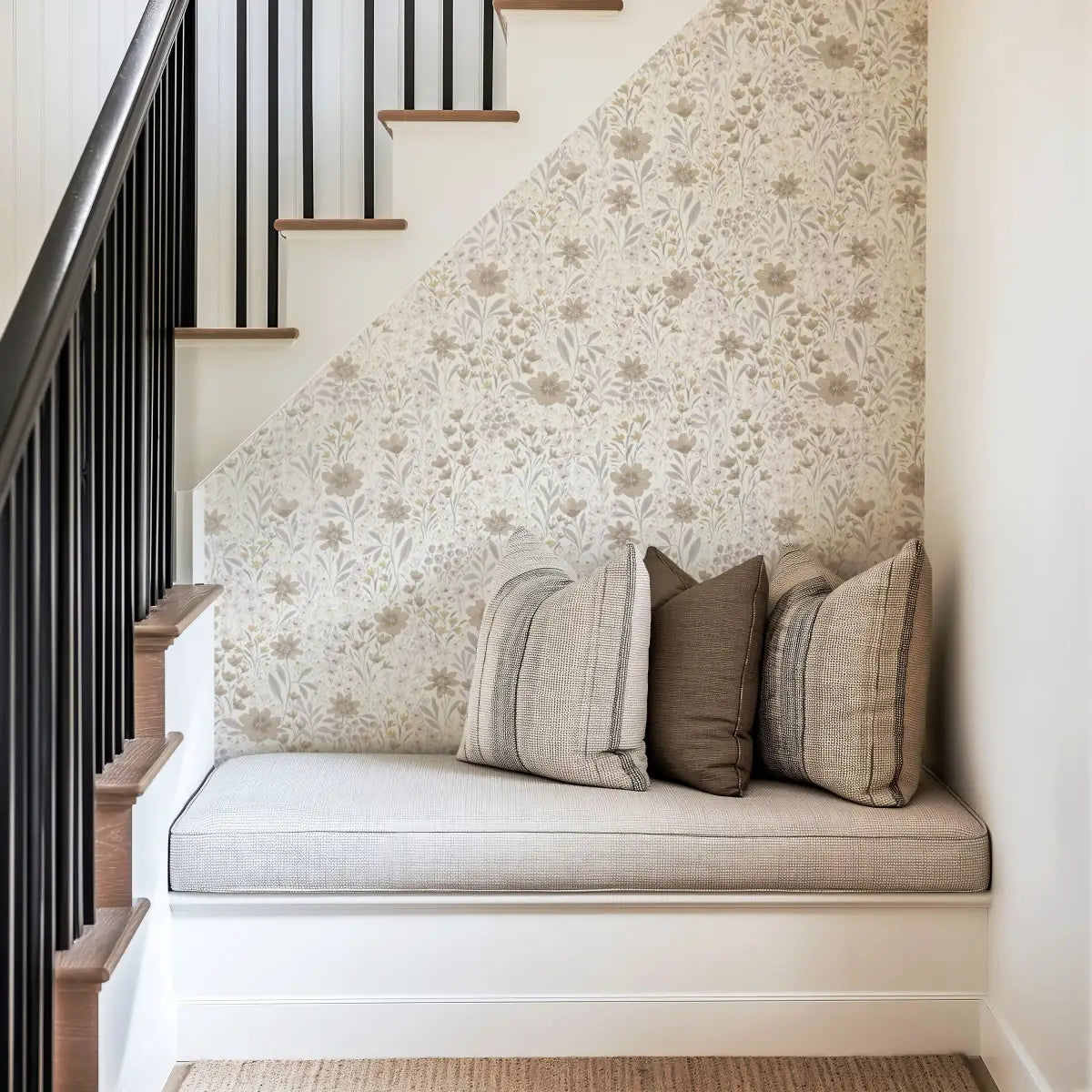 Oaklyn Wallpaper - Neutral Flowers - by Hufton Studio - Loomwell Home Goods