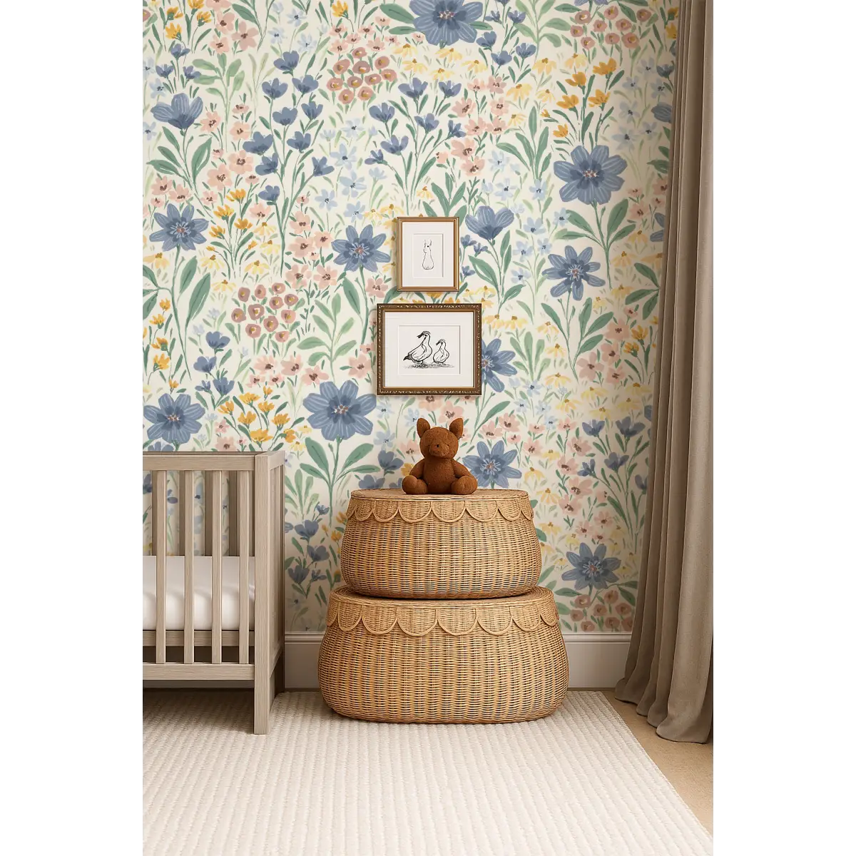 Oaklyn Wallpaper - Neutral Flowers - by Hufton Studio - Loomwell Home Goods