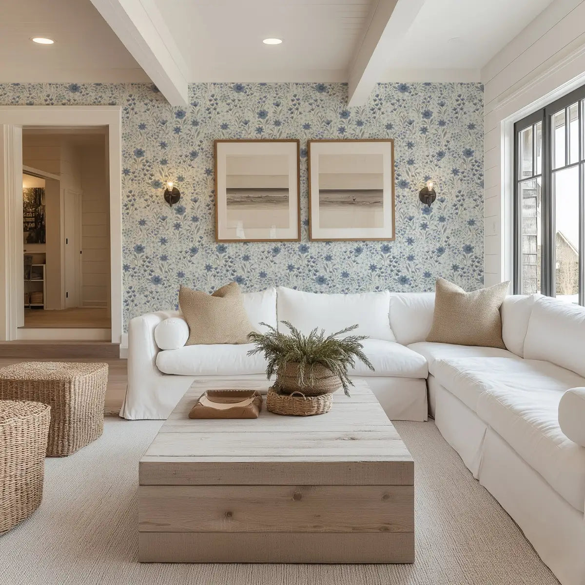 Oaklyn Wallpaper - Neutral Flowers - by Hufton Studio - Loomwell Home Goods