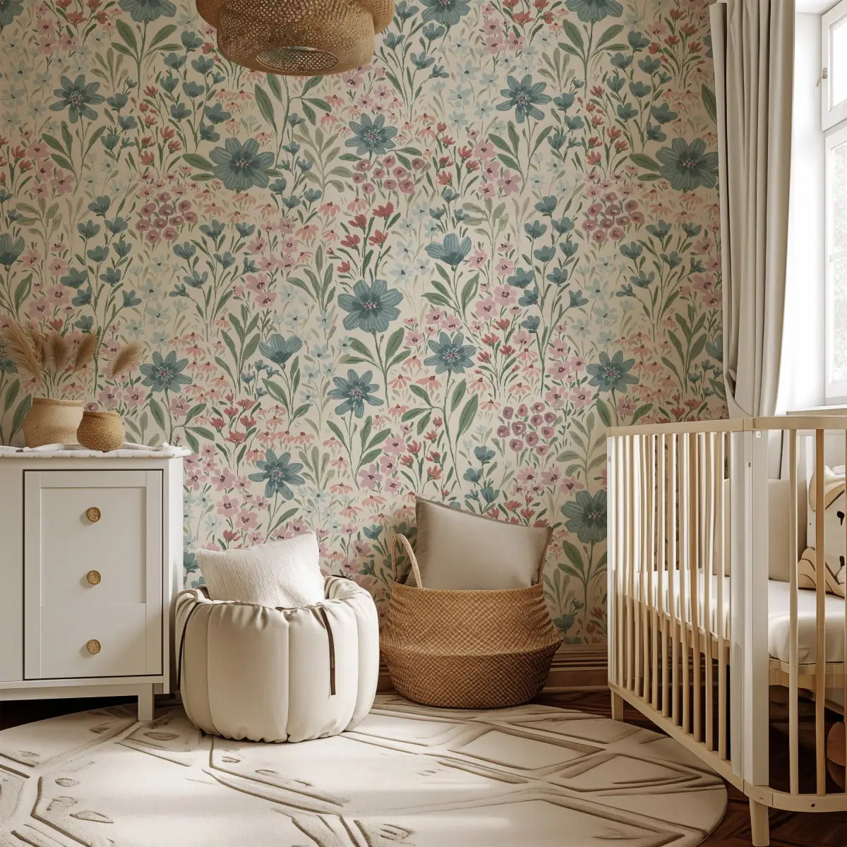 Oaklyn Wallpaper - Neutral Flowers - by Hufton Studio - Loomwell Home Goods