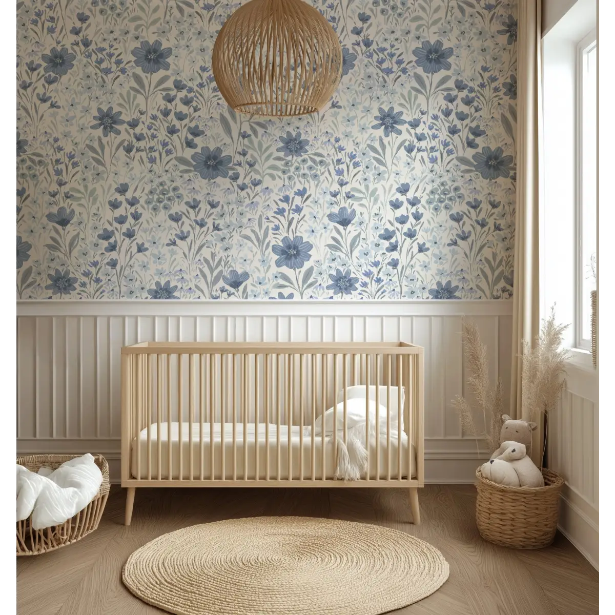 Oaklyn Wallpaper - Neutral Flowers - by Hufton Studio - Loomwell Home Goods