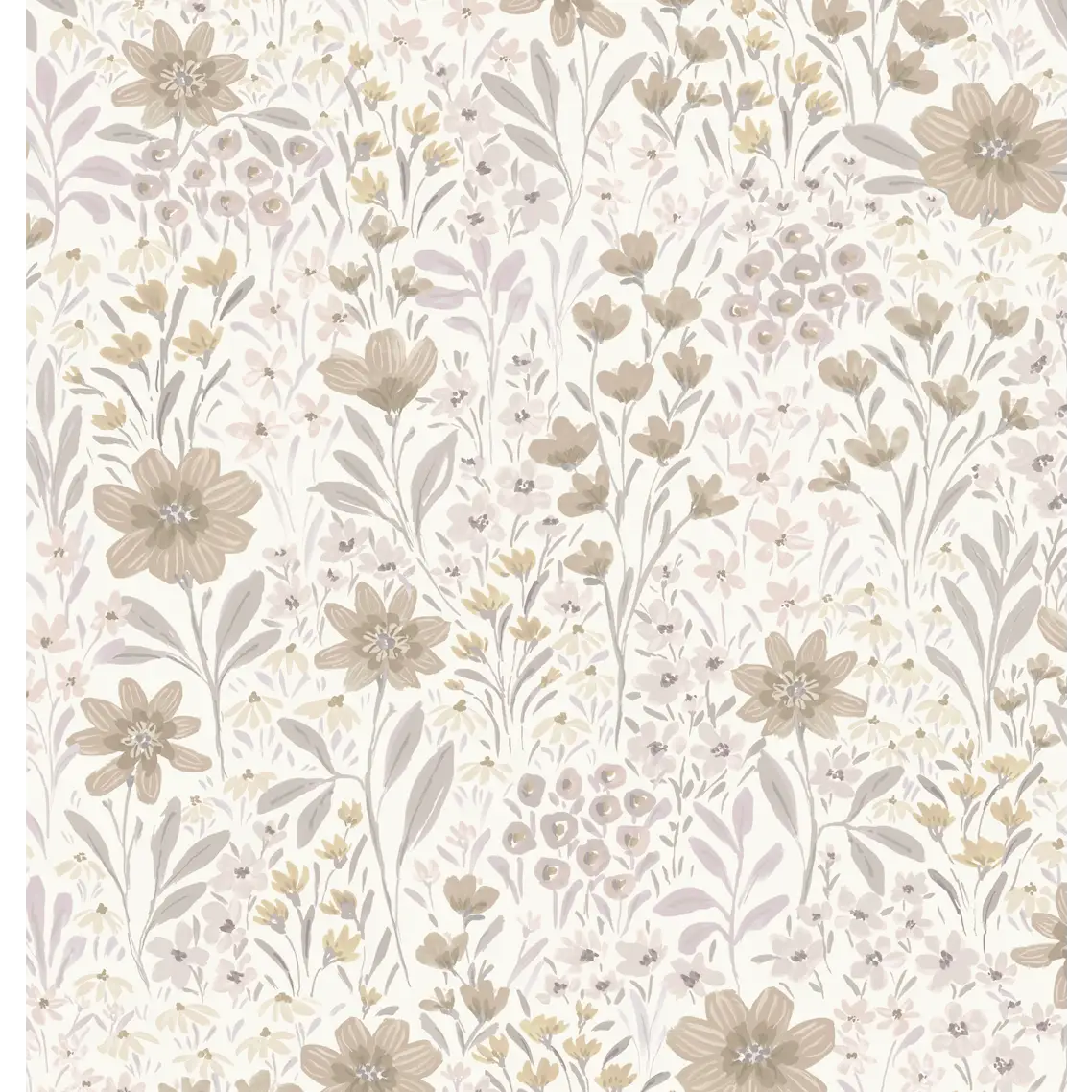 Oaklyn Wallpaper - Neutral Flowers - by Hufton Studio - Sample 1 foot by 1 foot / Dusty Lavender / Large - Loomwell
