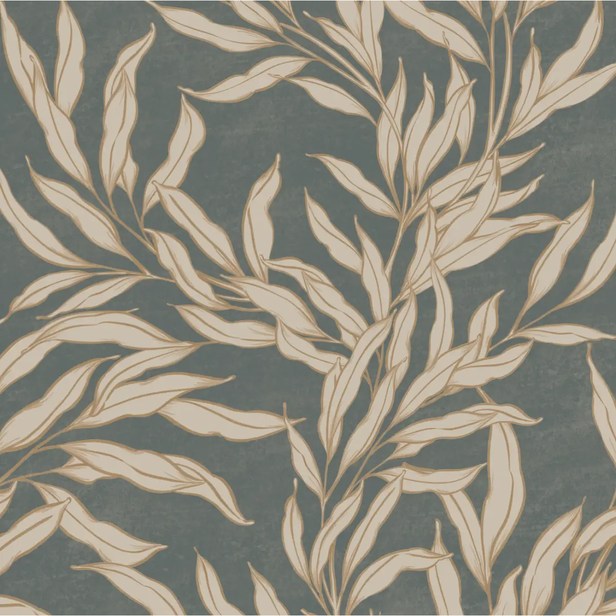 Oaks Wallpaper - Leafy Branches - by Taddy Mikelaites - Sample 1 foot by 1 foot / Teal - Loomwell Home Goods