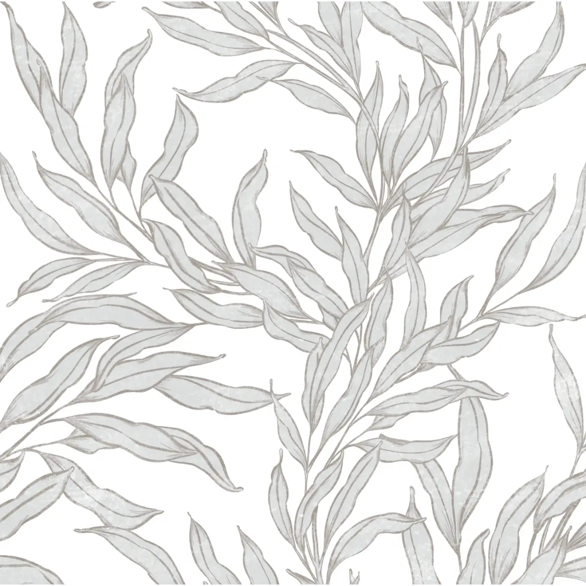 Oaks Wallpaper - Leafy Branches - by Taddy Mikelaites - Sample 1 foot by 1 foot / White - Loomwell Home Goods
