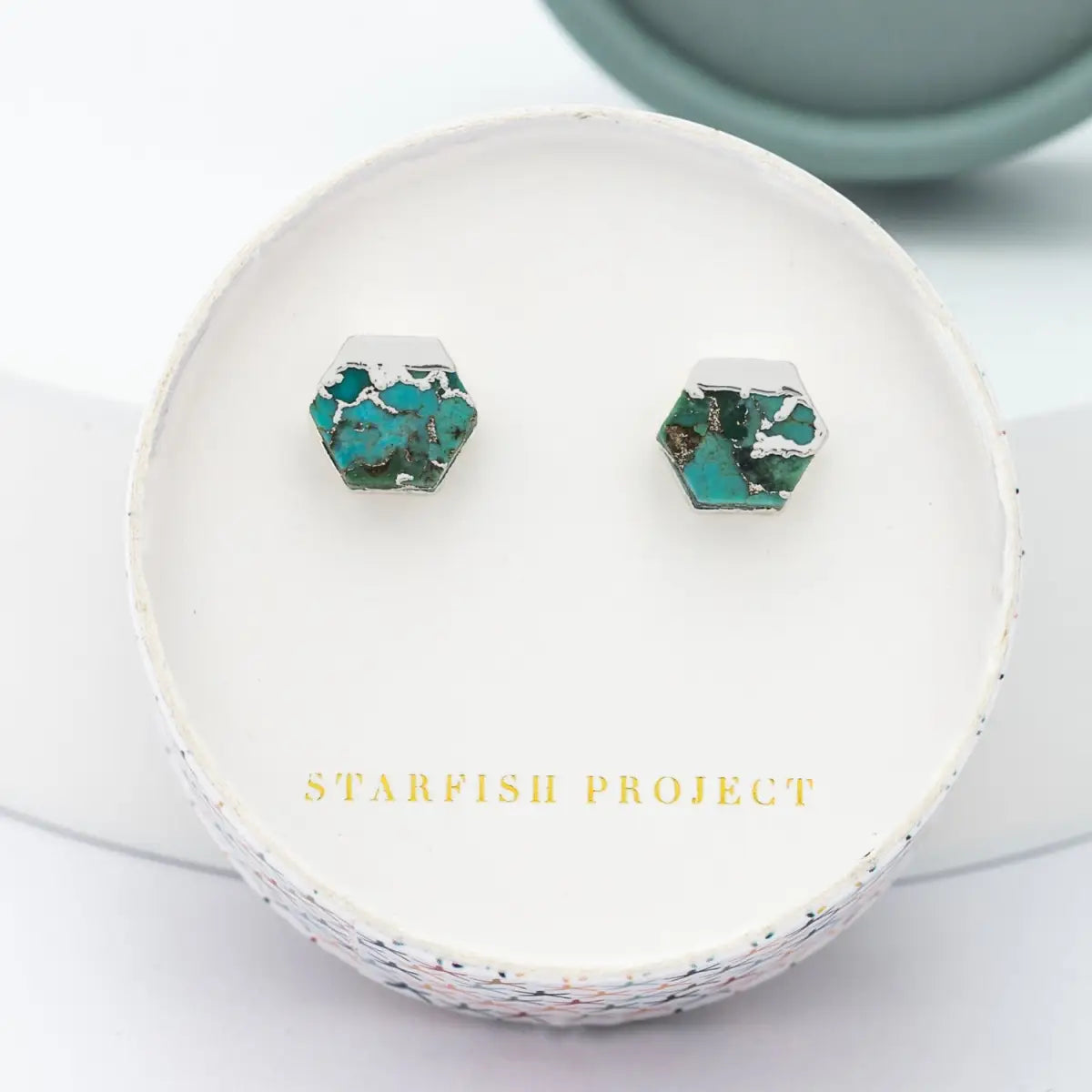 Oasis Hexagon Stud Earrings in Silver - Starfish Project