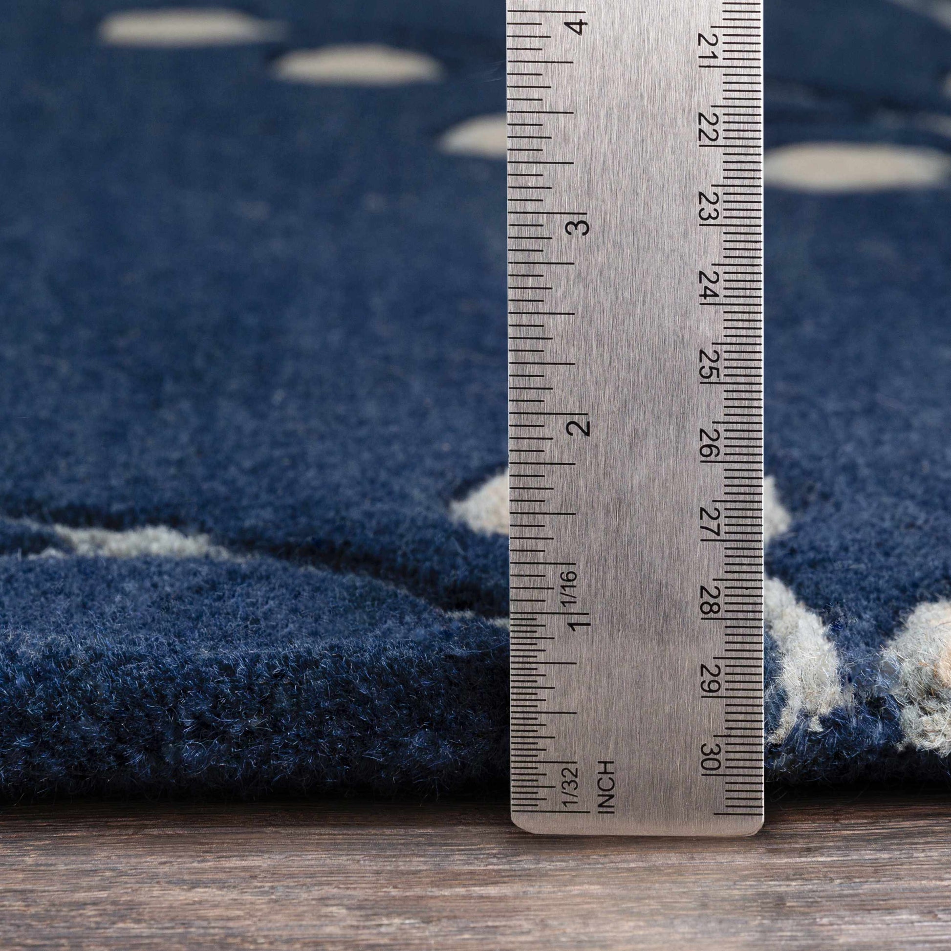 Navy Blue Botanical Wool Area Rug - Boutique Rugs