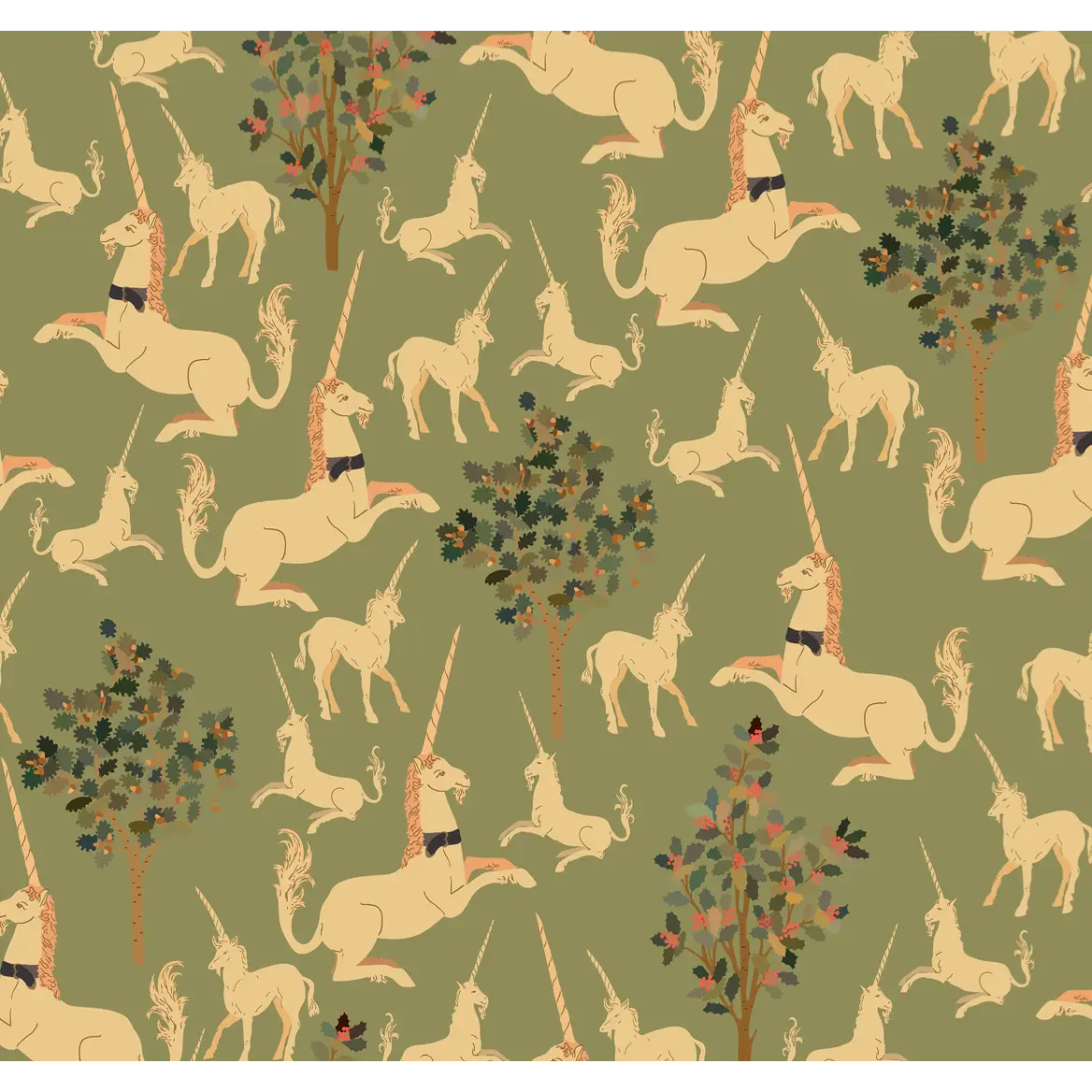 Odette Wallpaper - Medieval Unicorns - Sample 1 foot by 1 foot - Loomwell Home Goods