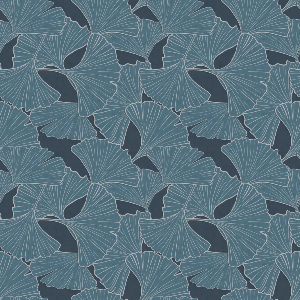 Odin Wallpaper - Gingko Leaves - by Tracy Stone Design - 2 feet by 9 feet / Dark Blue / Large - Loomwell Home Goods