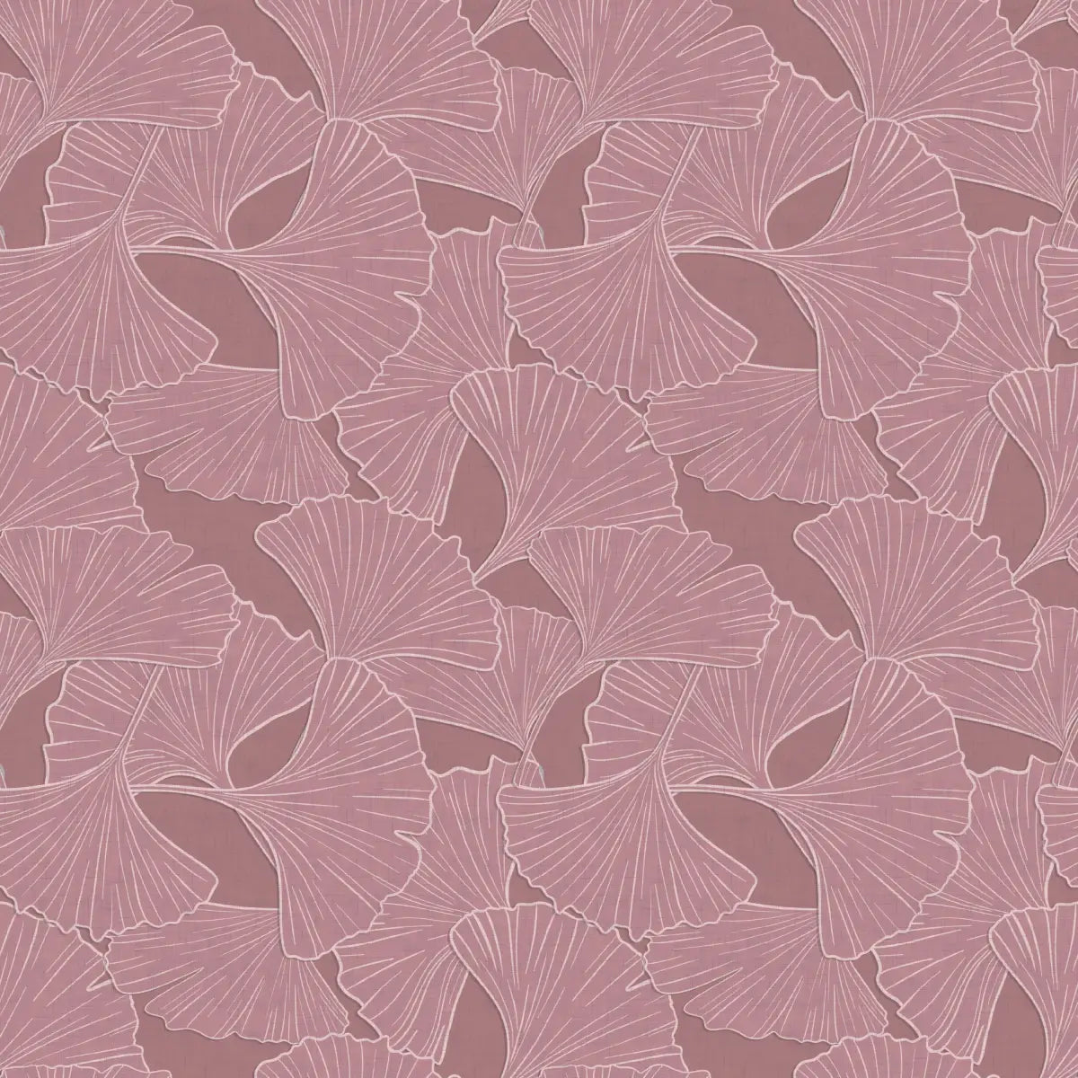 Odin Wallpaper - Gingko Leaves - by Tracy Stone Design - 2 feet by 9 feet / Dark Pink / Large - Loomwell Home Goods