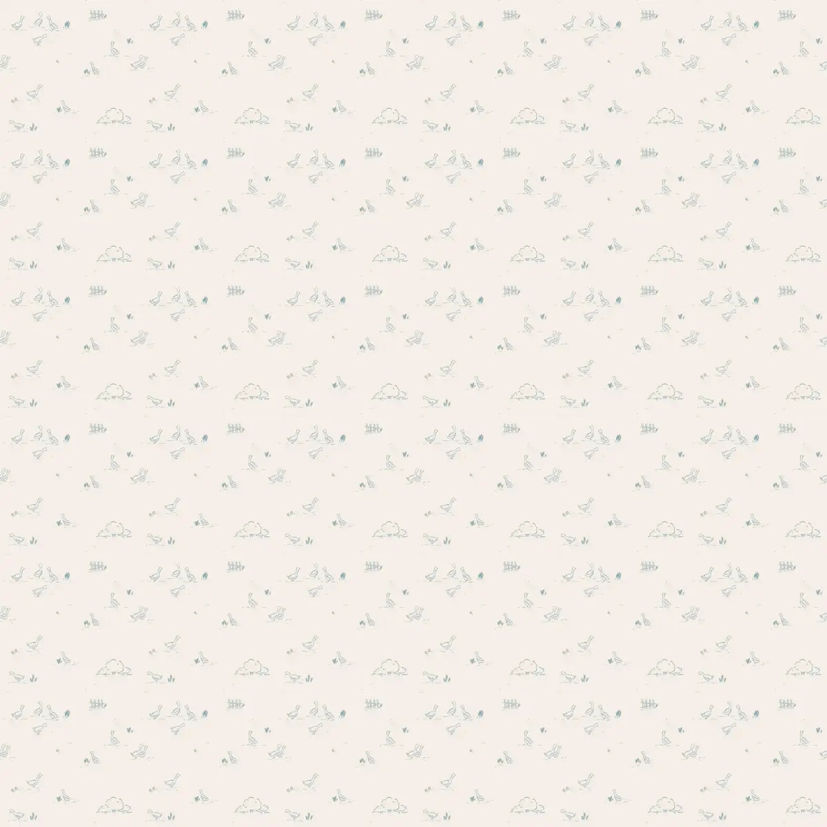 Ollie Wallpaper - Teensy Ducks and Trees - by Megan Cabaj - Sample 1 foot by 1 foot / Blue - Loomwell Home Goods