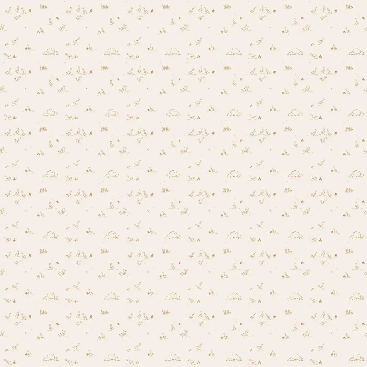 Ollie Wallpaper - Teensy Ducks and Trees - by Megan Cabaj - Sample 1 foot by 1 foot / Mustard - Loomwell Home Goods