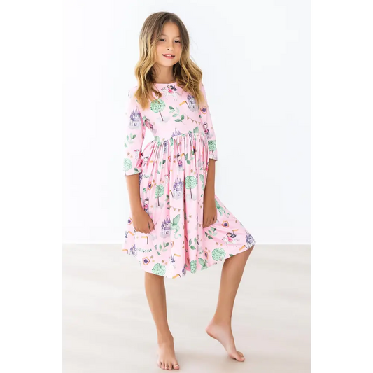 Once Upon a Time 3/4 Sleeve Pocket Twirl Dress - Mila & Rose ®
