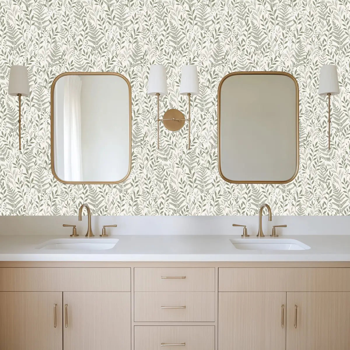 Onyx Wallpaper - Neutral Ferns - by Kathryn Therese - Loomwell Home Goods