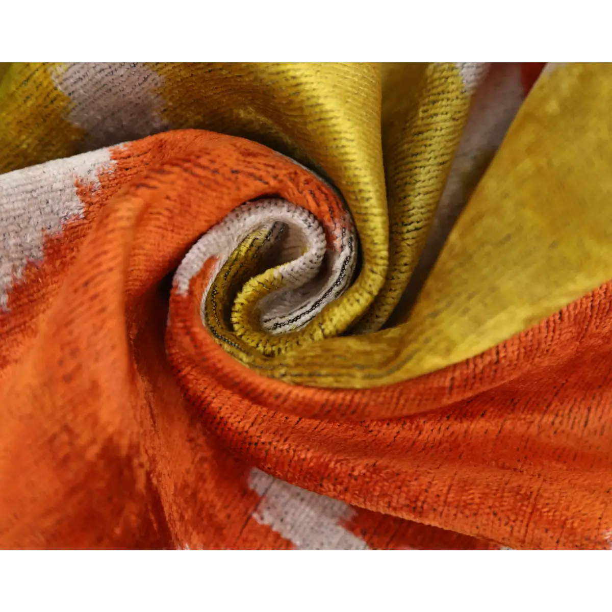 Orange Yellow Silk Velvet Lumbar Pillow – 16x24 Handmade Ikat Luxury Cushion - Canvello