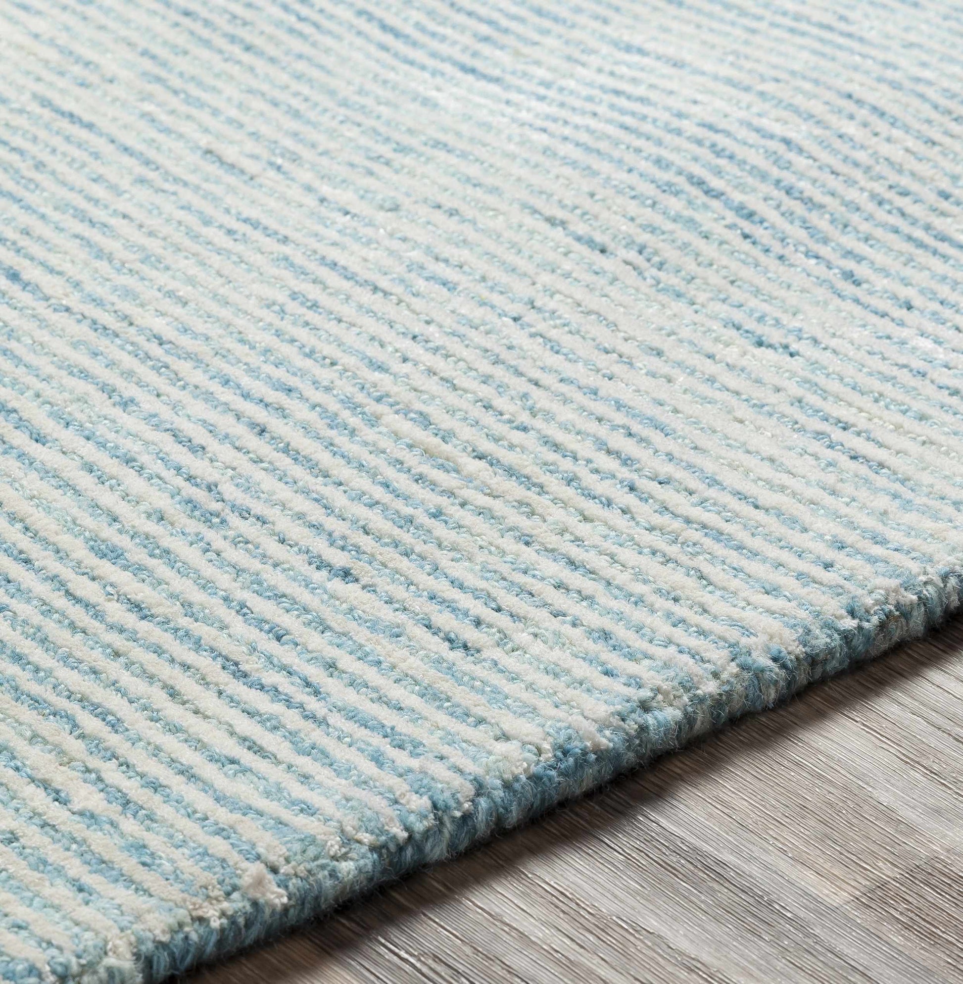 Light Blue Hand Tufted Wool Blend Rug - Boutique Rugs