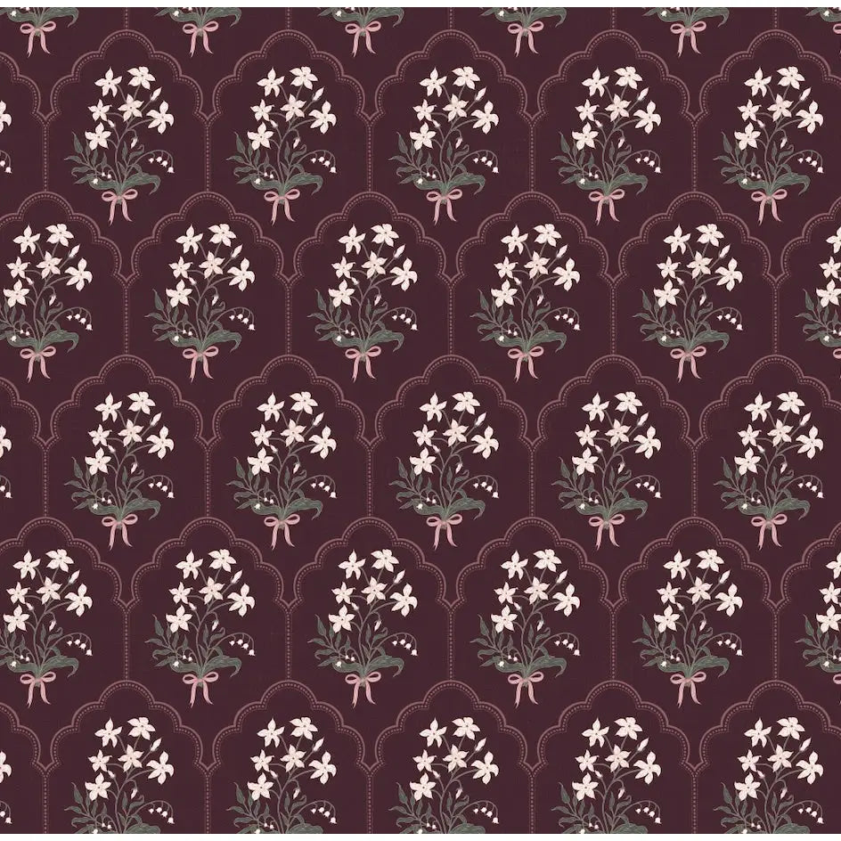 Oren Wallpaper - Flower Bunches - by Brittany Polatis Design - Sample 1 foot by 1 foot / Deep Plum - Loomwell Home Goods