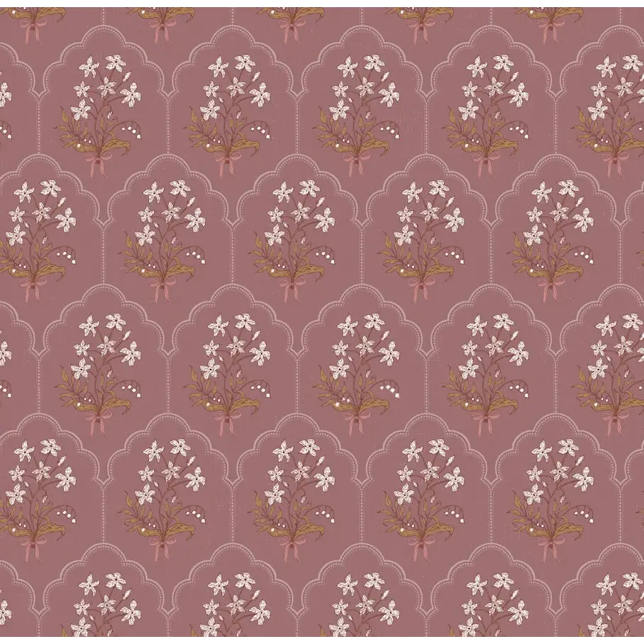 Oren Wallpaper - Flower Bunches - by Brittany Polatis Design - Sample 1 foot by 1 foot / Plum - Loomwell Home Goods