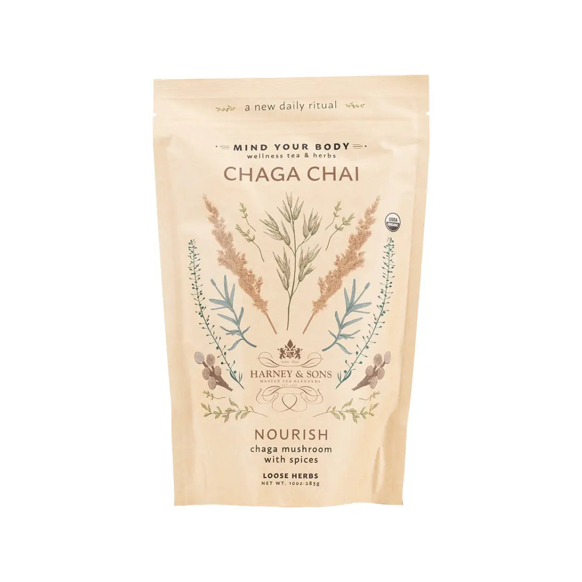 Loose Tea - Organic Chaga Chai – Nourish Wellness Blend - Loose / 10 oz. Bag - Harney & Sons Fine Teas