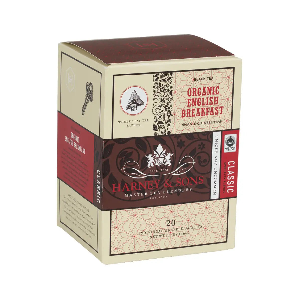 Organic English Breakfast Tea - Box of 20 Sachets - Sachets / Box of 20 Individually Wrapped Sachets - Harney & Sons