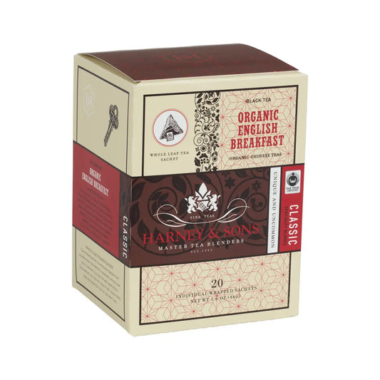 Organic English Breakfast Tea - Box of 20 Sachets - Sachets / Box of 20 Individually Wrapped Sachets - Harney & Sons
