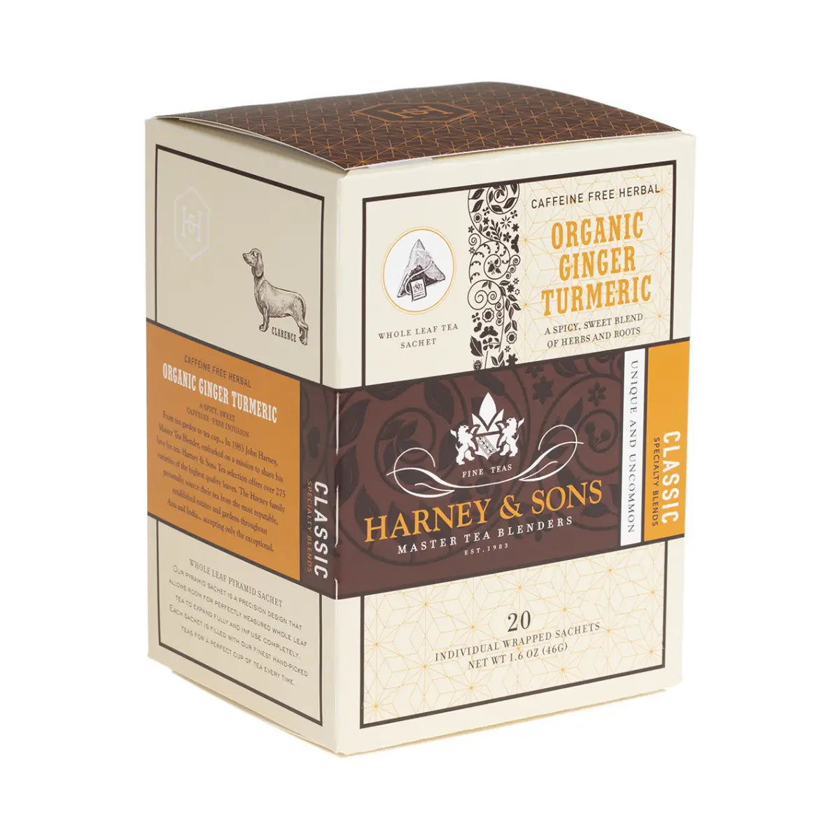 Organic Ginger Turmeric Tea - Box of 20 Sachets - Sachets / Box of 20 Individually Wrapped Sachets - Harney & Sons Fine