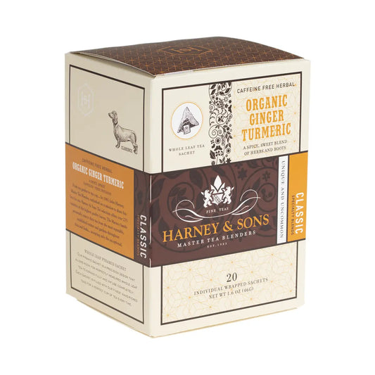 Organic Ginger Turmeric Tea - Box of 20 Sachets - Sachets / Box of 20 Individually Wrapped Sachets - Harney & Sons Fine