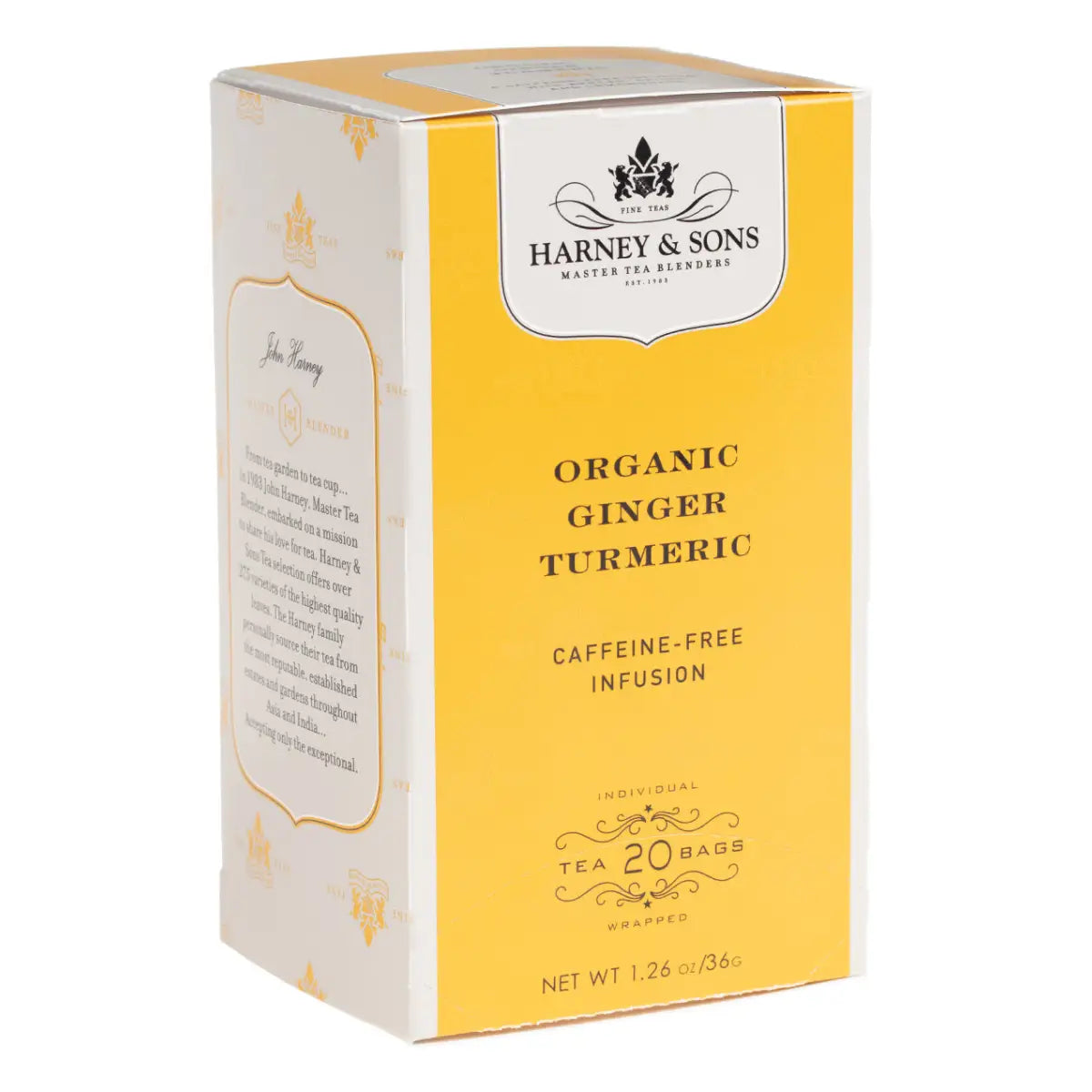 Organic Decaf Ginger Turmeric Tea - Teabags / Box of 20 Premium Teabags - Harney & Sons Fine Teas