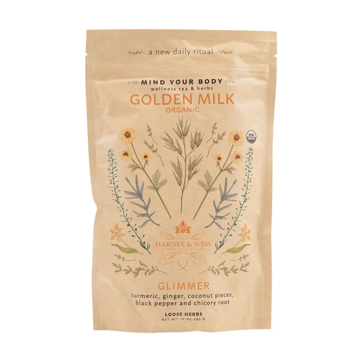 Loose Tea - Organic Golden Milk – Glimmer Wellness Blend - Loose / 10 oz. Bag - Harney & Sons Fine Teas