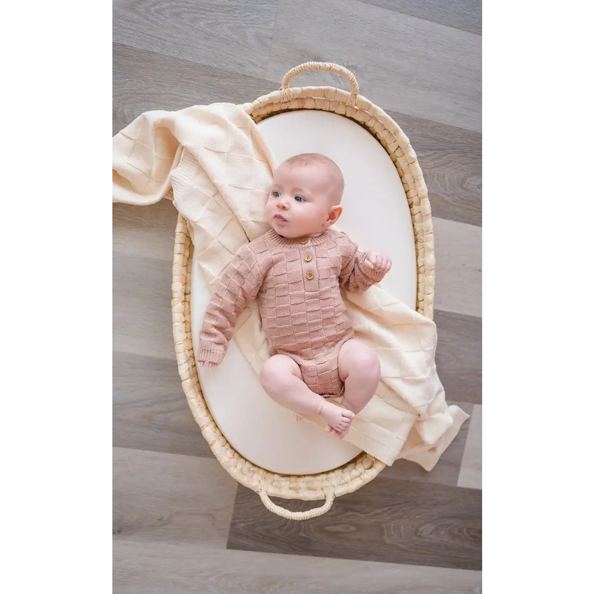 Organic Knit Bodysuit- Mocha Checker - Harp Angel Boutique