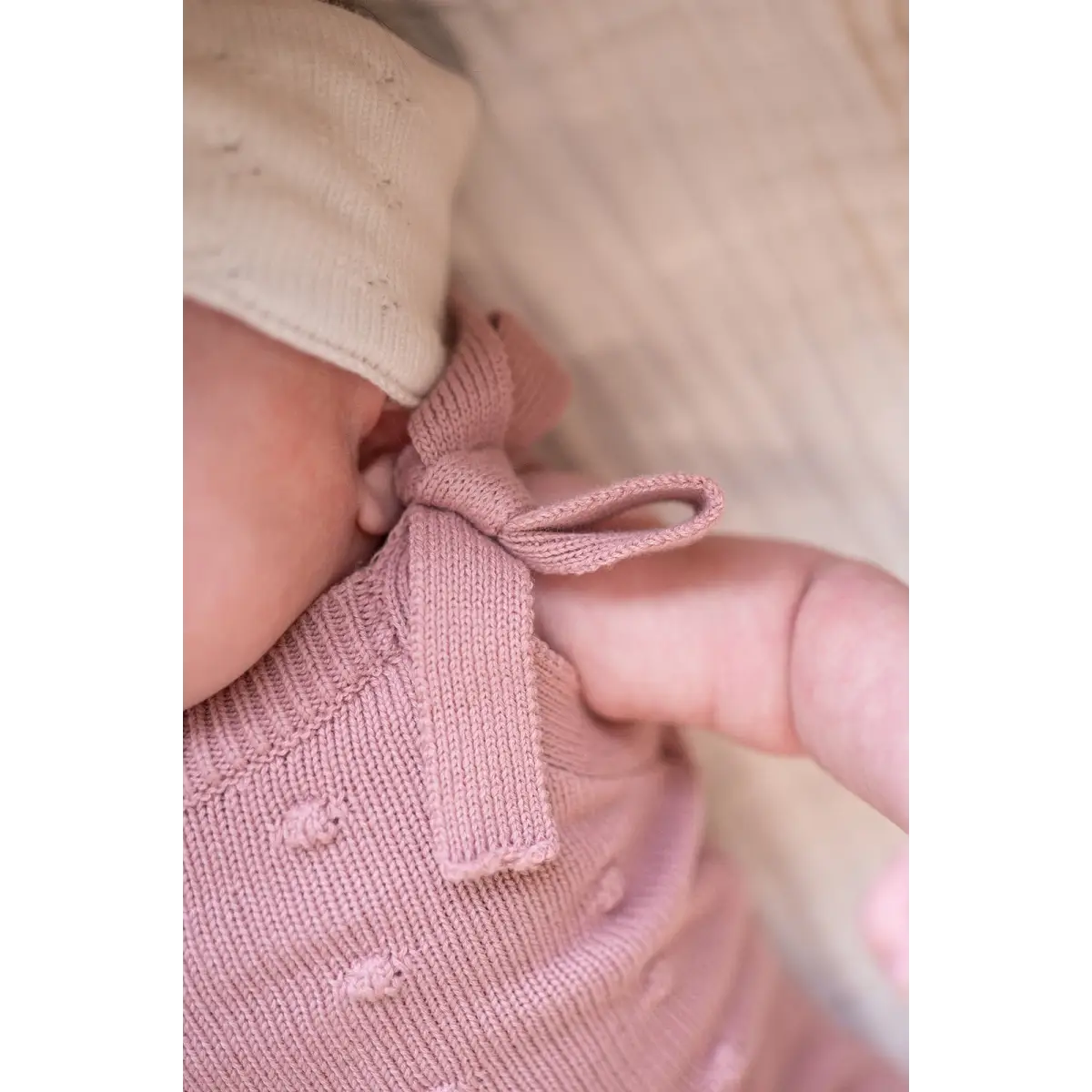 Organic Knit Romper - Mauve Pom - Harp Angel Boutique