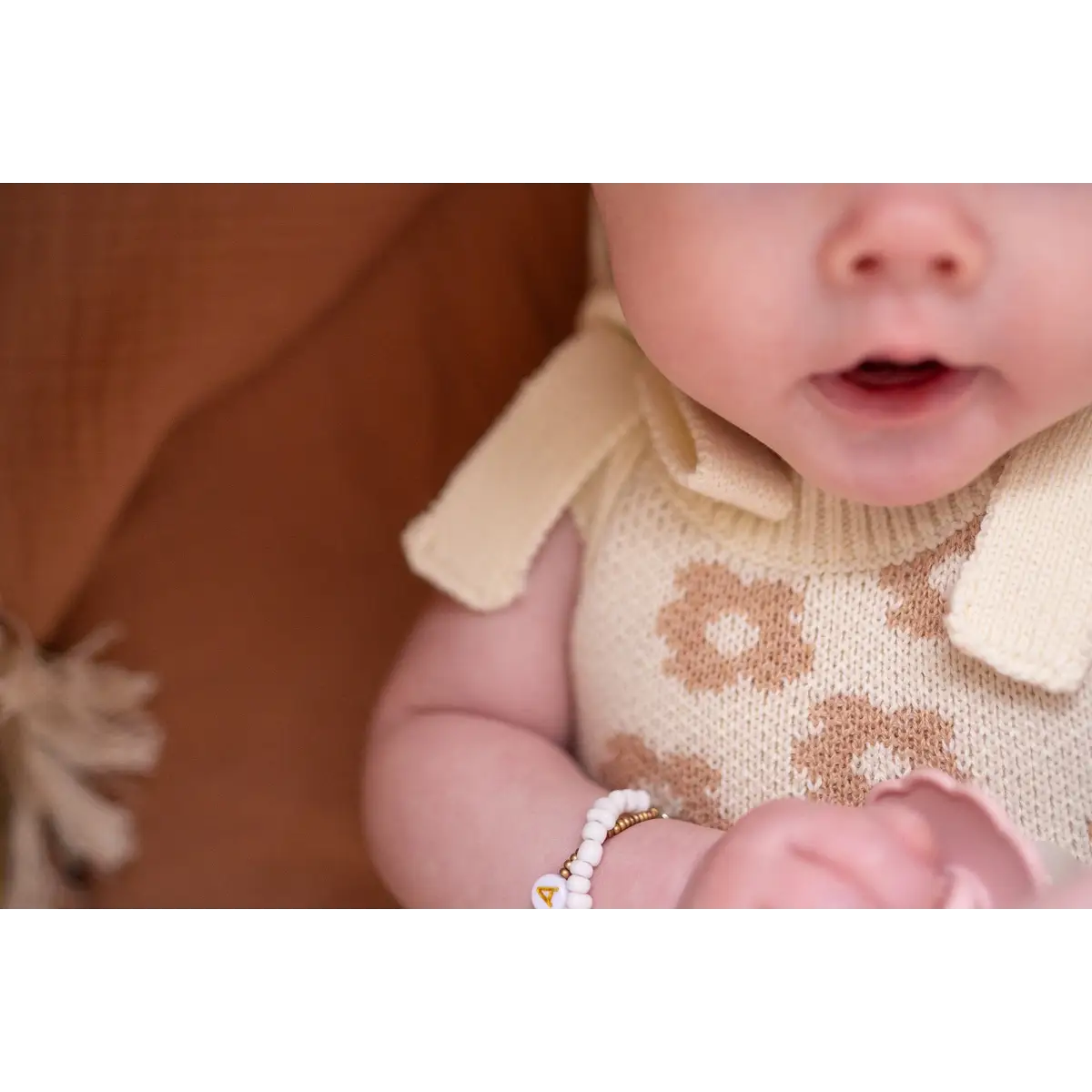 Organic Knit Romper - Mocha Daisy - Harp Angel Boutique