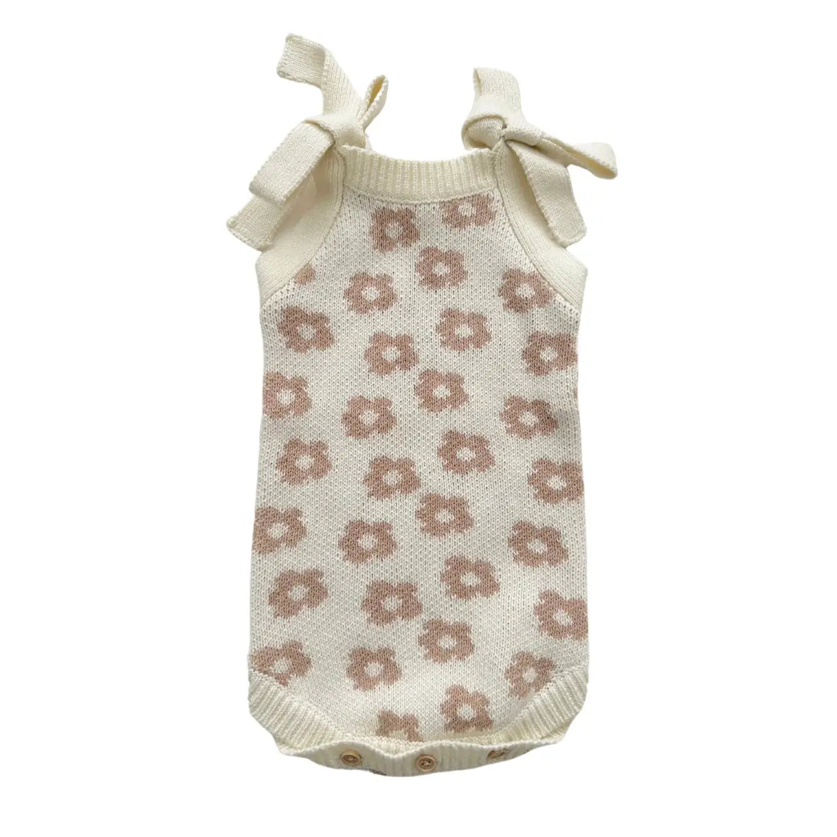 Organic Knit Romper - Mocha Daisy - Harp Angel Boutique