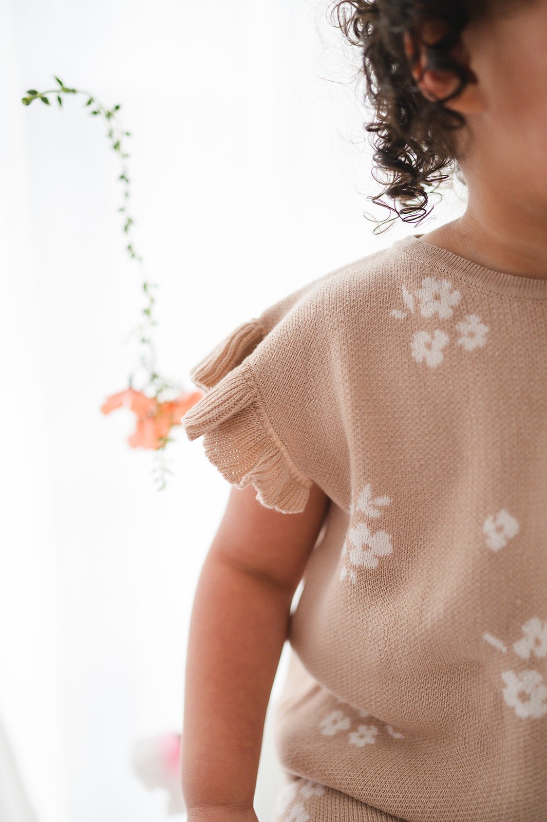 Organic Knit Short Set - Tan Floral - Harp Angel Boutique