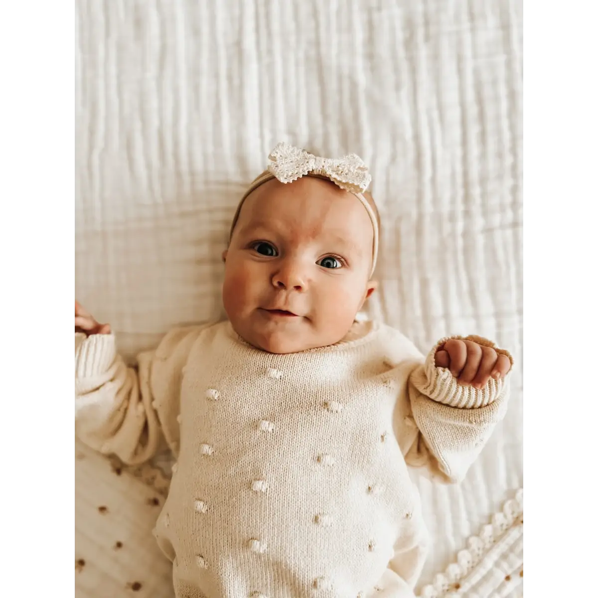 Organic Knit Sweater - Cream Pom - Harp Angel Boutique
