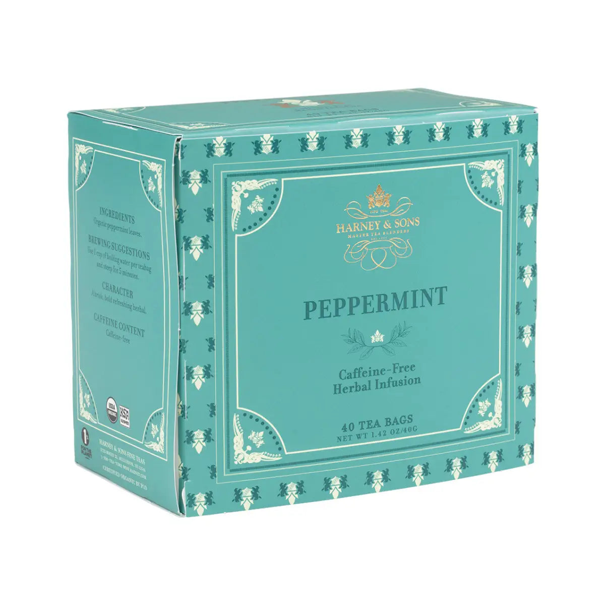 Organic Peppermint Herbal Tea - Premium Teabags - Teabags / Box of 40 Premium Teabags - Harney & Sons Fine Teas