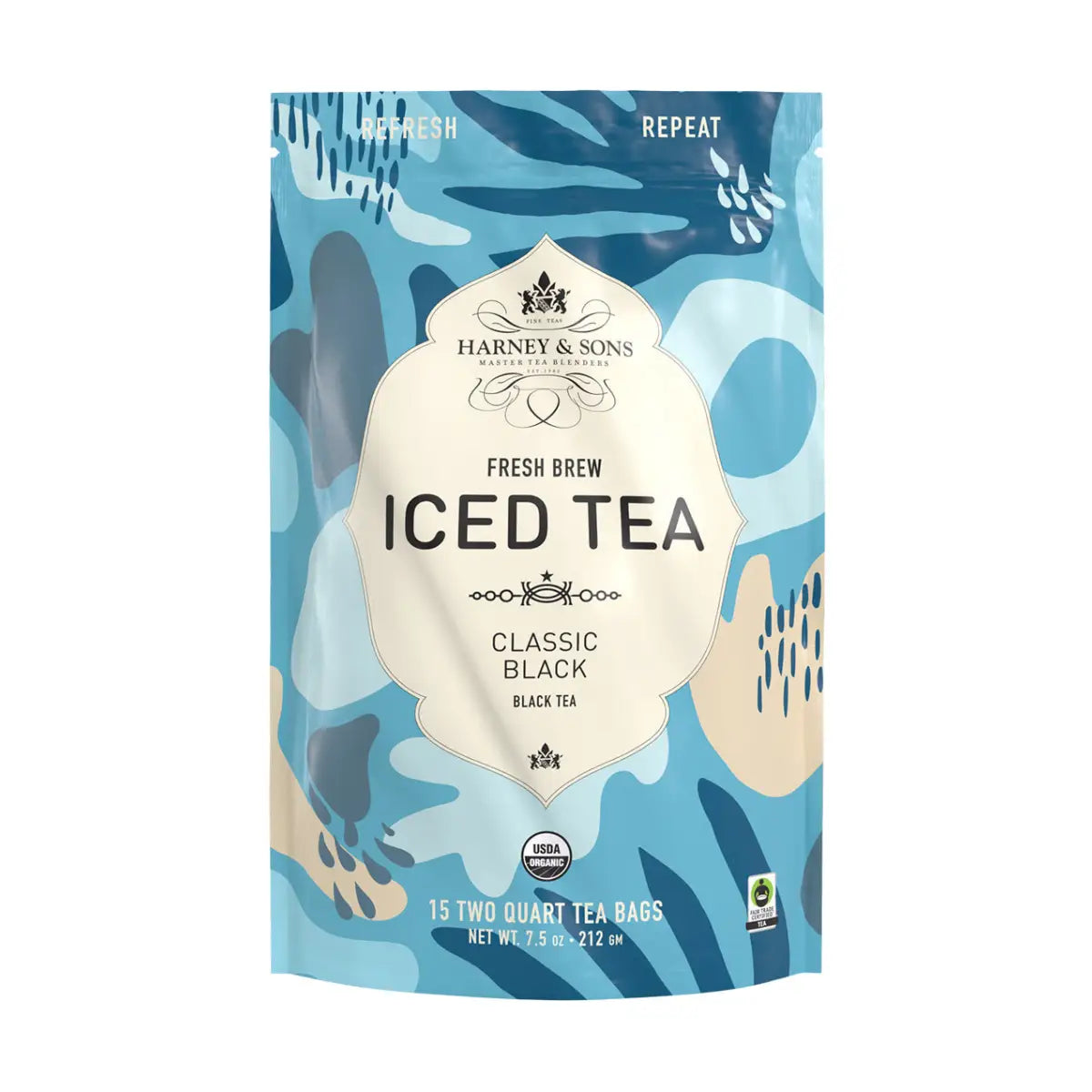 Organic Classic Black Fresh Brew Iced Tea - Iced Tea Pouches / Box of 50 Pouches - Harney & Sons Fine Teas