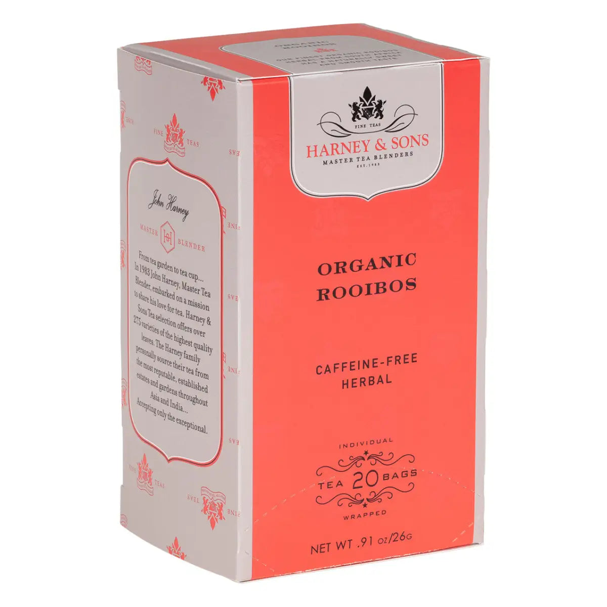Organic Tea - Rooibos - Sachets Teabags or Loose - Teabags / Box of 20 Premium Teabags - Harney & Sons Fine Teas