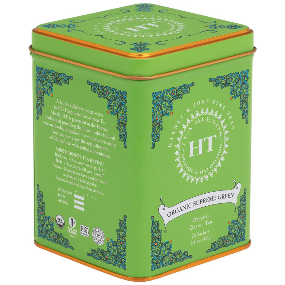 Organic Supreme Green Tea - HT Tin of 20 Sachets - Sachets / Tin of 20 Sachets - Harney & Sons Fine Teas
