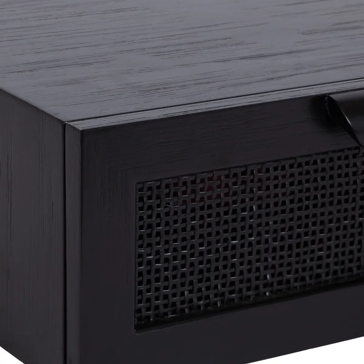Ori Floating Rattan Side Table with Drawer - Black - kateandlaurel