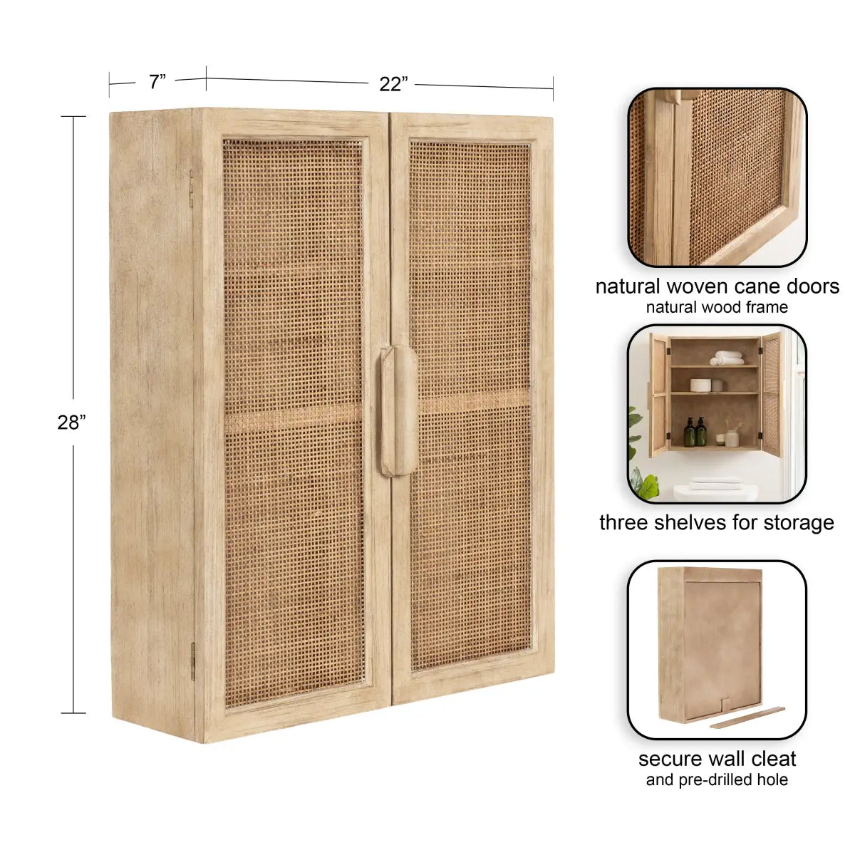 Ori Rattan 2-Door Wall Cabinet - kateandlaurel