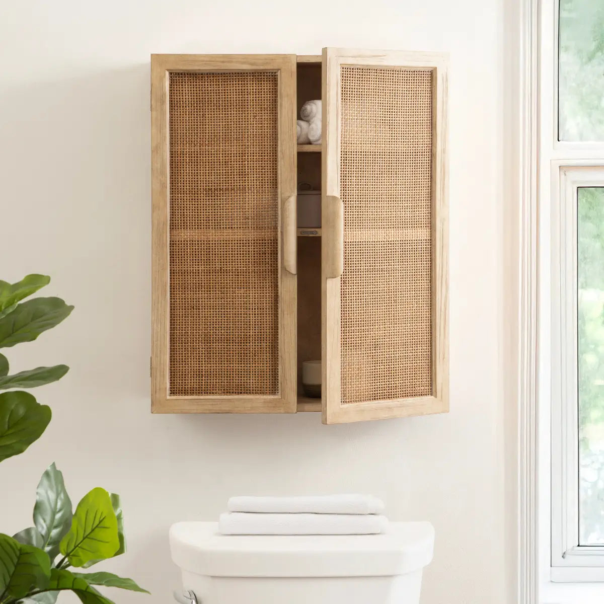Ori Rattan 2-Door Wall Cabinet - kateandlaurel