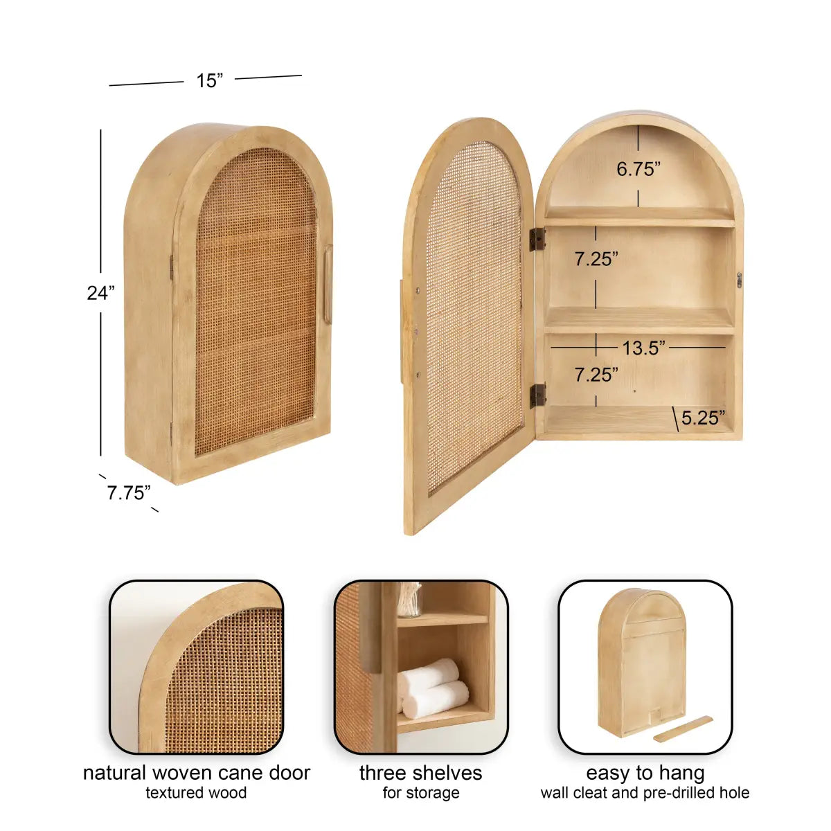 Ori Rattan Arch Wall Cabinet - kateandlaurel