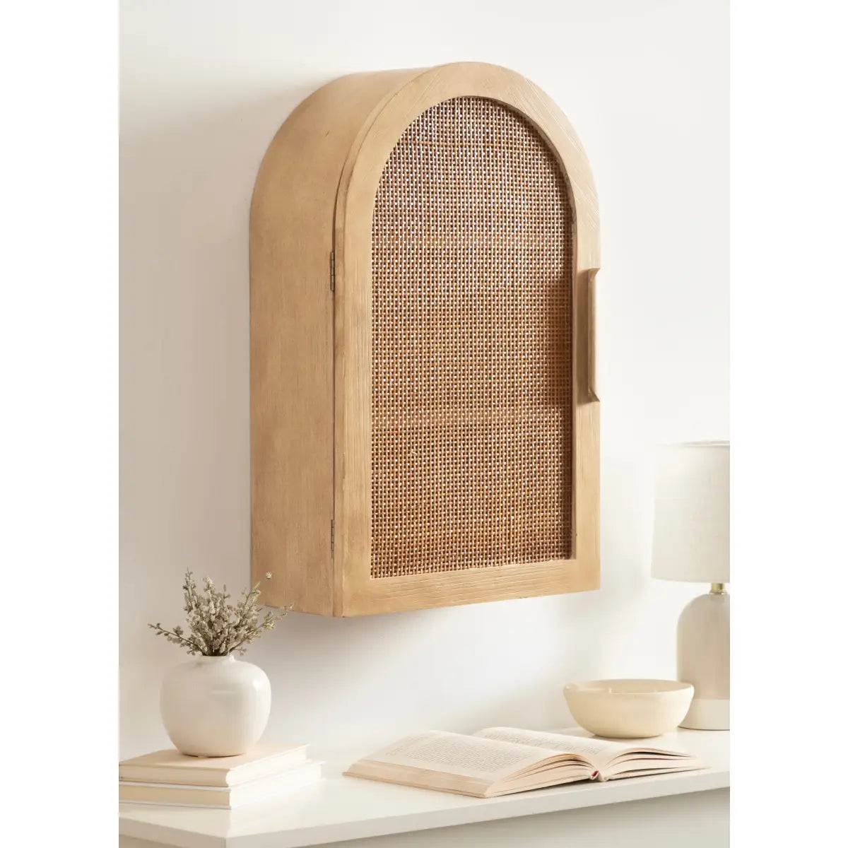 Ori Rattan Arch Wall Cabinet - kateandlaurel