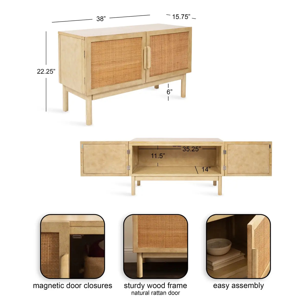 Ori Rattan Storage Cabinet or Media Console - kateandlaurel